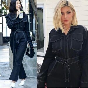 Orseund Iris Work Wear Belted Jumpsuit In Black Overalls Size XS Kylie